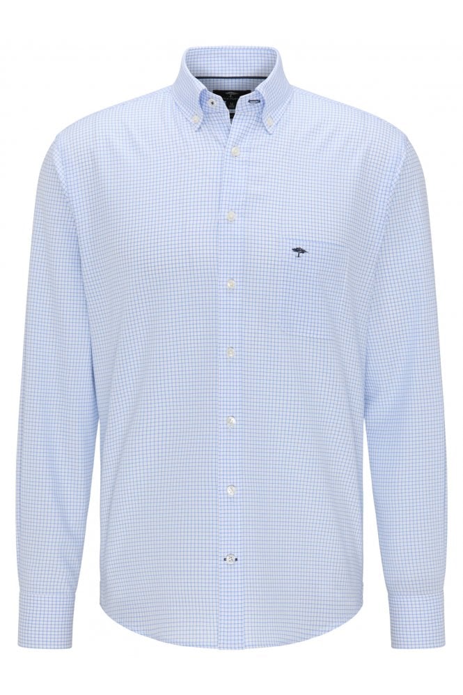 Oxford Cotton Shirt - Light Blue Check
