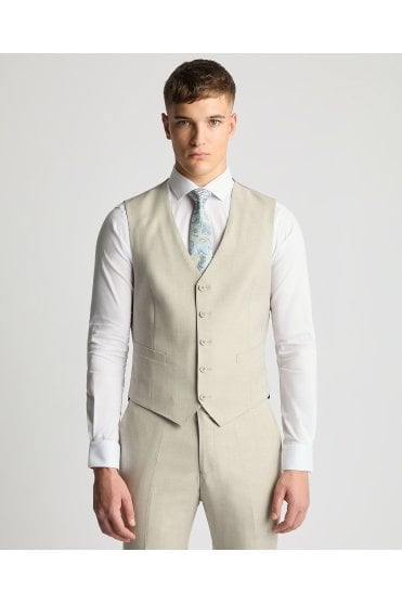 Pablo Tapered Fit Waistcoat – Stone