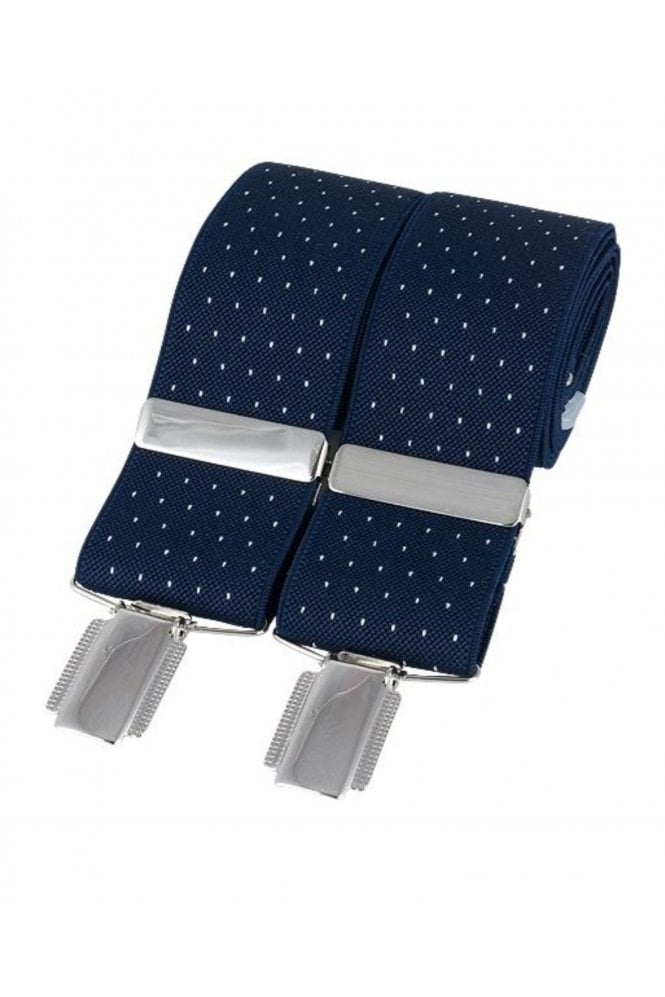 Pin Dot Clip Braces – Navy / Silver