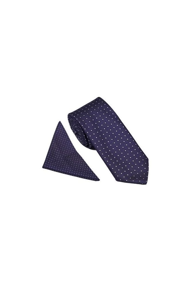 Pin Spot Tie Set - Navy