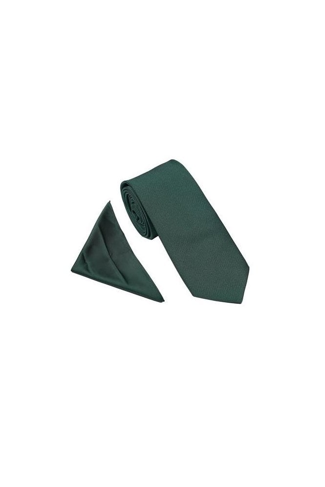 Plain Poly Twill Tie Set – Bottle Green