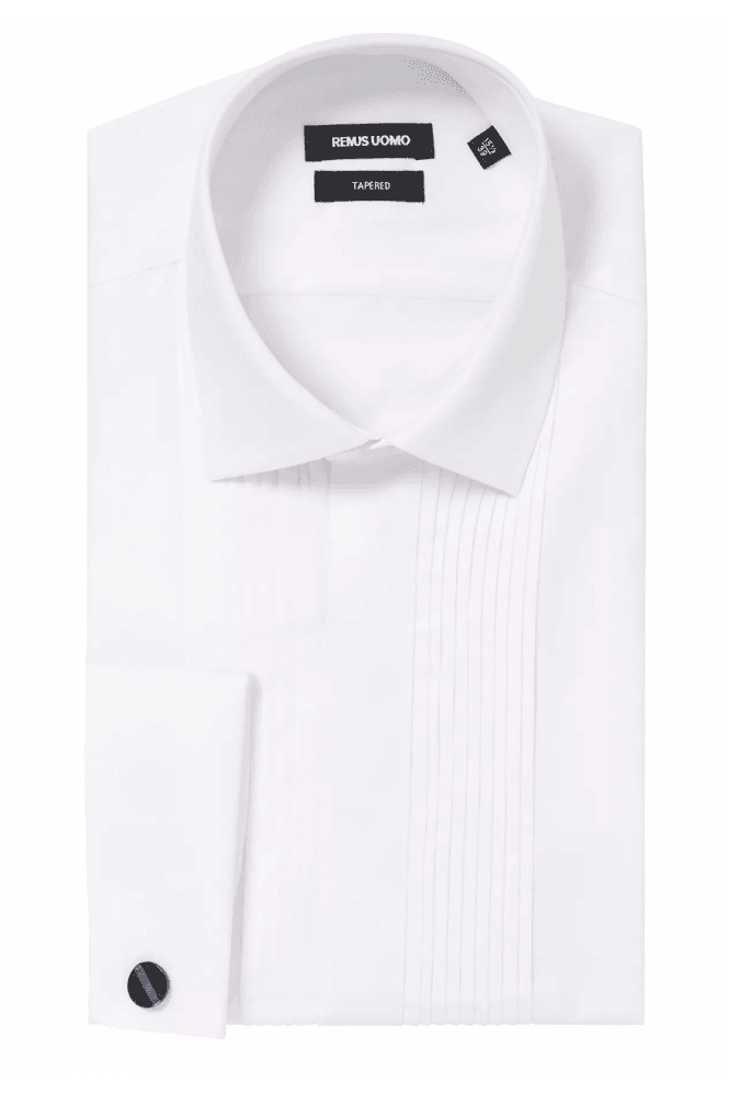 Pleated Front Dress Shirt - White