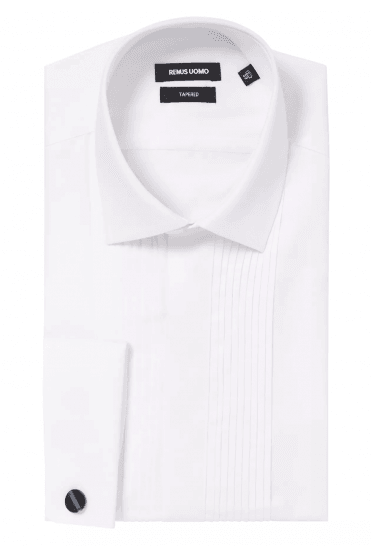 Pleated Front Dress Shirt - White