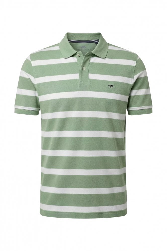 Premium Cotton Striped Polo Shirt – Avocado