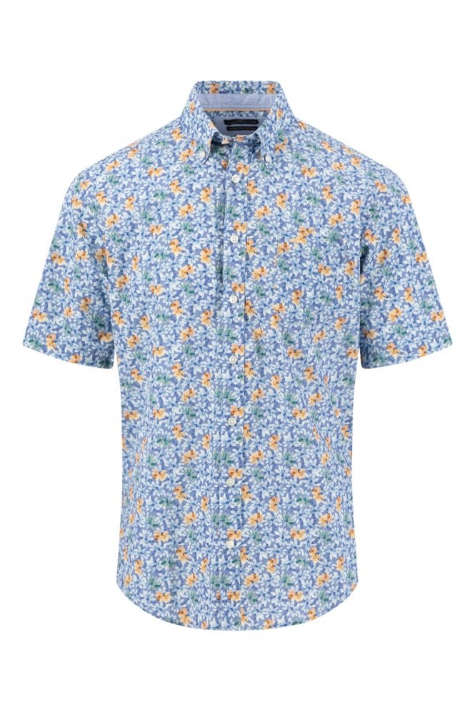 Premium Flower Print Casual Shirt – Tangerine