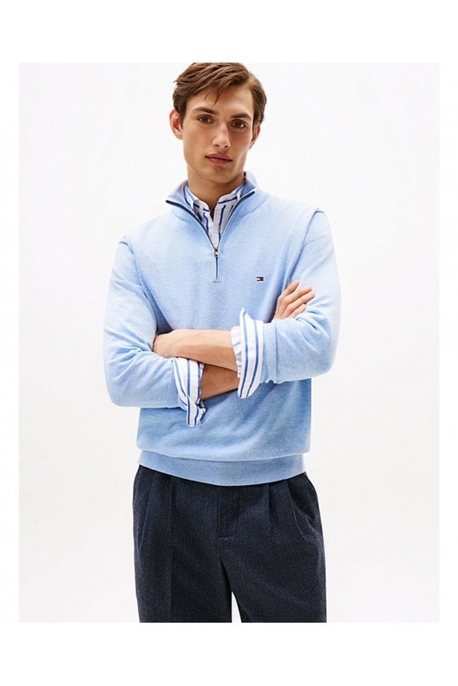 Quarter-Zip Mock Neck Jumper – Vessel Blue Heather
