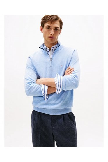 Quarter-Zip Mock Neck Jumper – Vessel Blue Heather