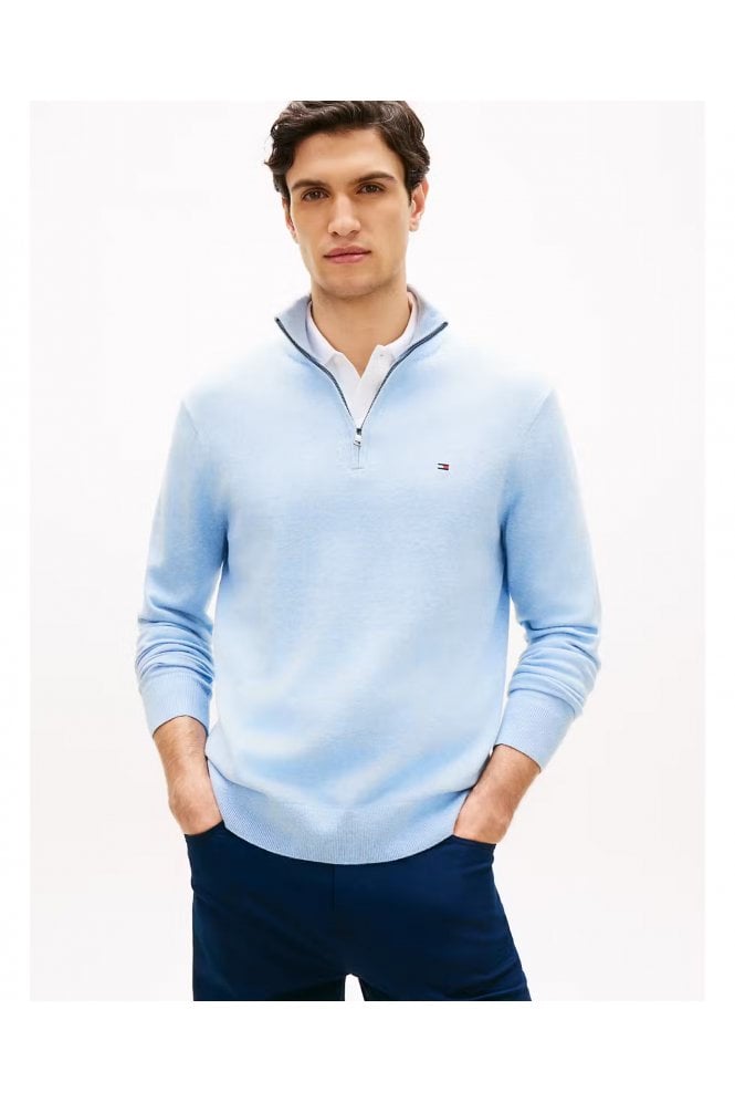 Quarter-Zip Mock Neck Jumper – Vessel Blue Heather
