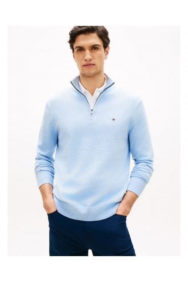 Quarter-Zip Mock Neck Jumper – Vessel Blue Heather