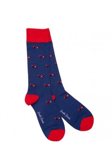 Racing Car Bamboo Socks – Blue