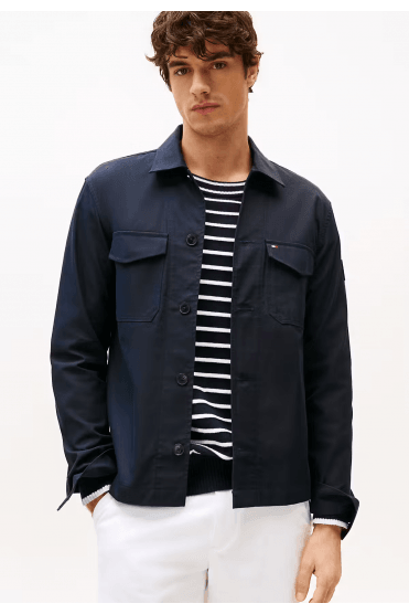Regular Button Through Overshirt - Navy