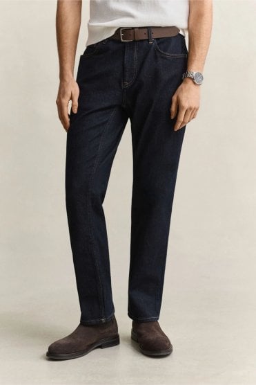 Regular Clean Wash Jeans – Dark Blue