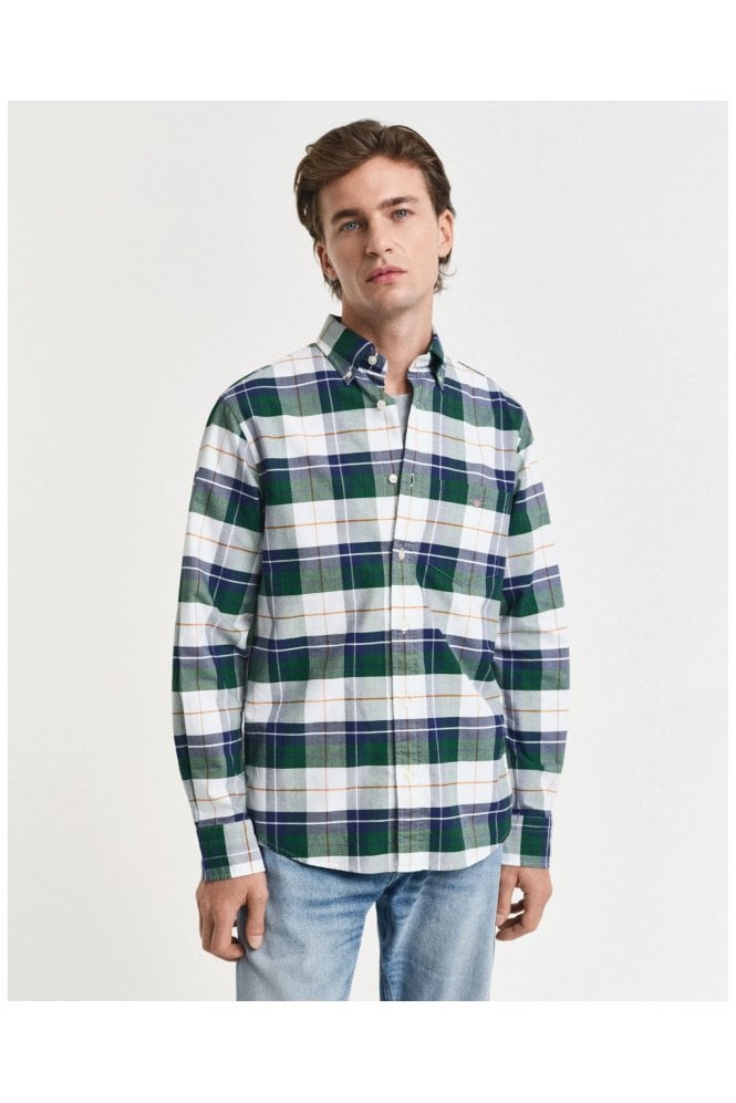 Regular Fit Checked Classic Oxford Shirt – Forest Green