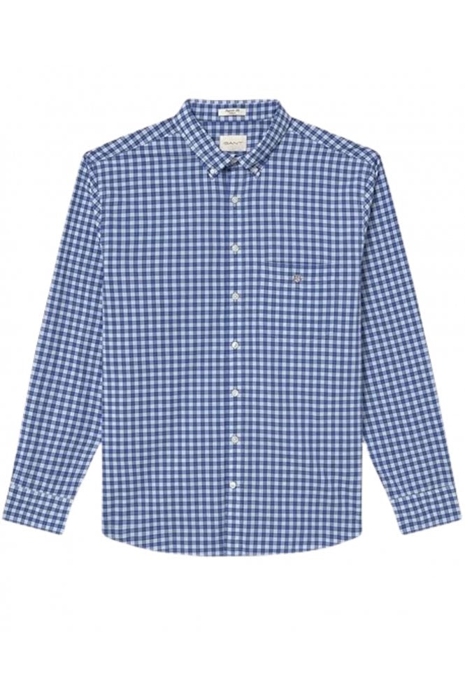 Regular Fit Classic Poplin Check Shirt – Rich Blue