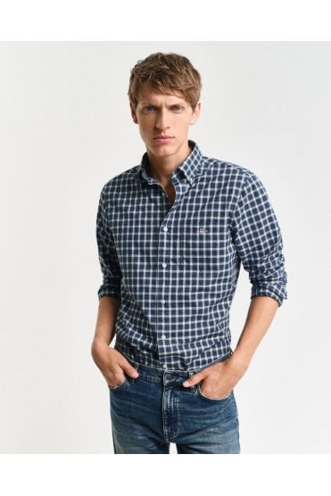 Regular Fit Classic Tartan Poplin Shirt – College Blue
