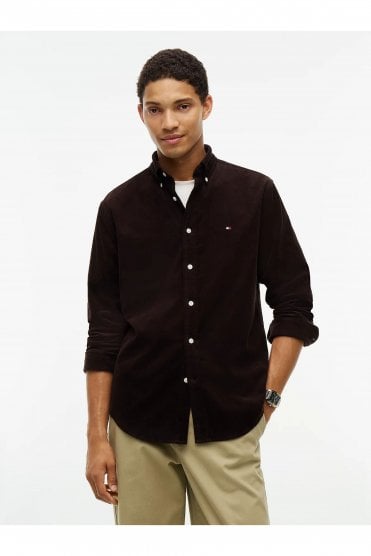 Regular Fit Fine Corduroy Shirt – Chocolate