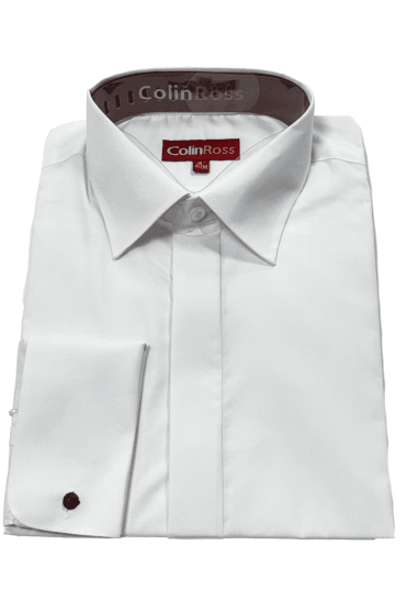 Regular Fit Flat Front Long Sleee Double Cuff Dress Shirt - White