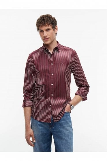 Regular Fit Flex Stripe Shirt – Deep Rouge