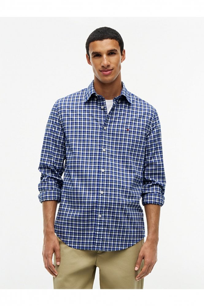 Regular Fit Flex Tartan Poplin Shirt – Ancient Blue Check