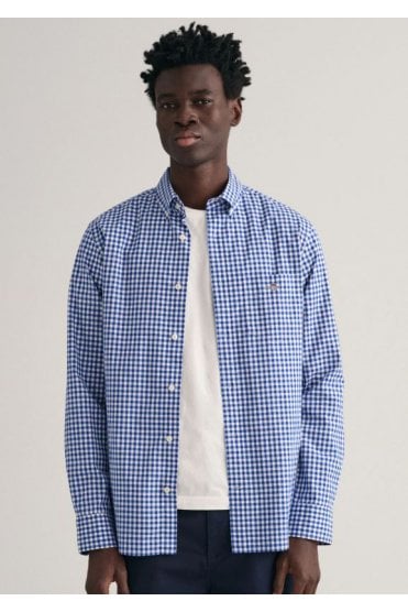 Regular Fit Gingham Poplin Shirt – College Blue
