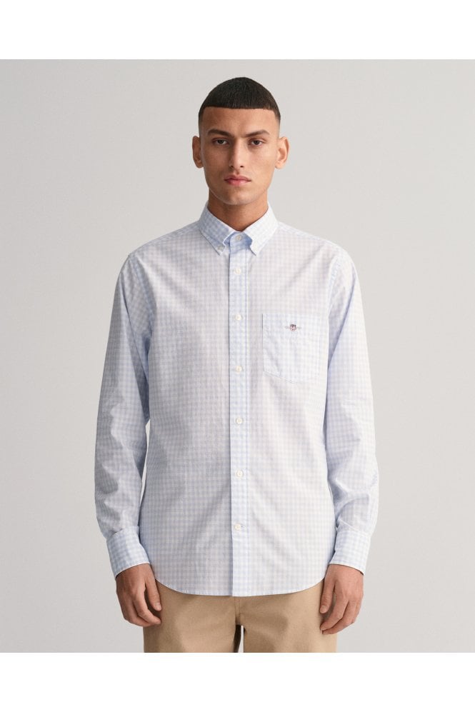 Regular Fit Gingham Poplin Shirt – Light Blue