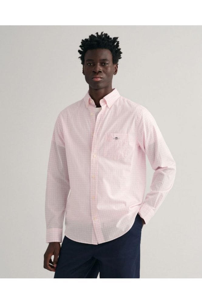 Regular Fit Gingham Poplin Shirt – Light Pink