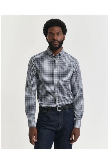 Regular Fit Gingham Twill Shirt – Naval Blue