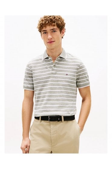 Regular Fit Pique Polo Shirt with Linen – Dark Artichoke / White