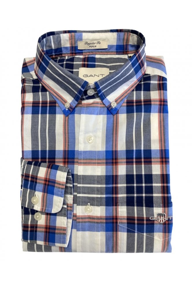 Regular Fit Poplin Check Shirt – Eggshell