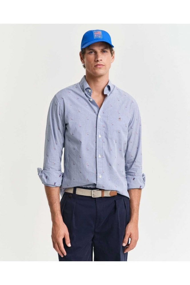 Regular Fit Sailing Fil Coupé Shirt - College Blue