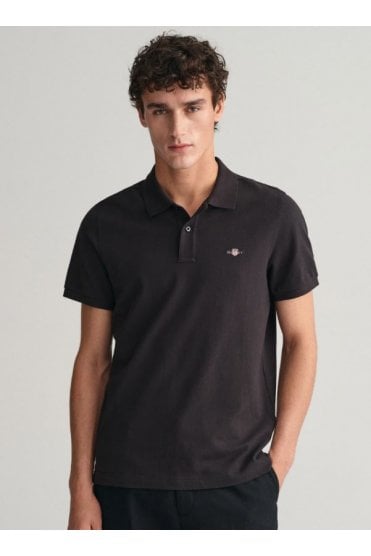 Regular Fit Shield Piqué Polo Shirt – Black
