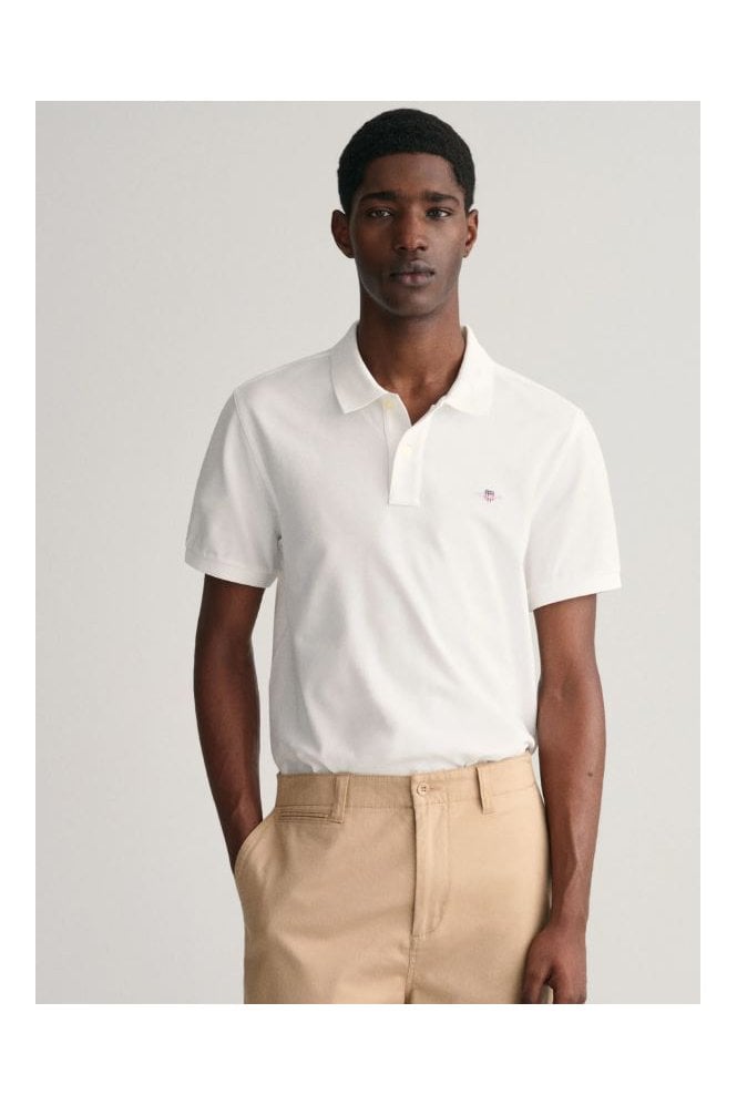 Regular Fit Shield Piqué Polo Shirt – White
