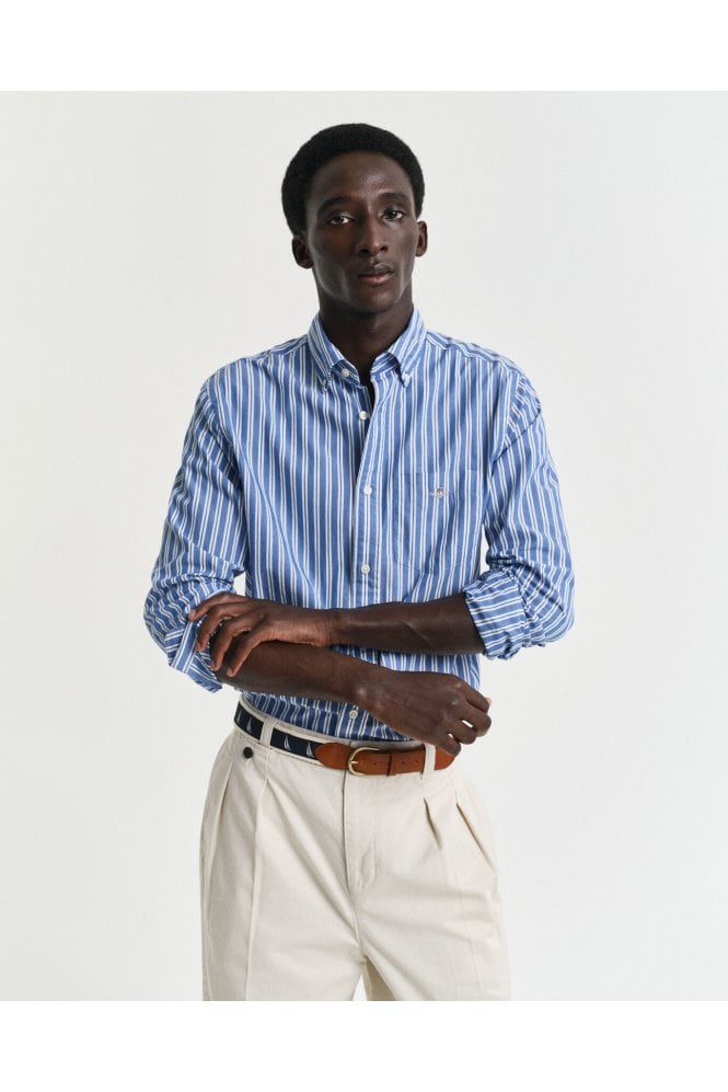 Regular Fit Striped Classic Poplin Shirt – Rich Blue