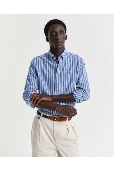 Regular Fit Striped Classic Poplin Shirt – Rich Blue