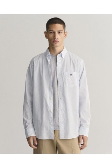 Regular Fit Striped Poplin Shirt – Light Blue