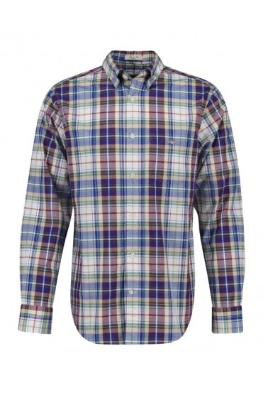 Regular Fit Tartan Checked Poplin Shirt - Wine Red
