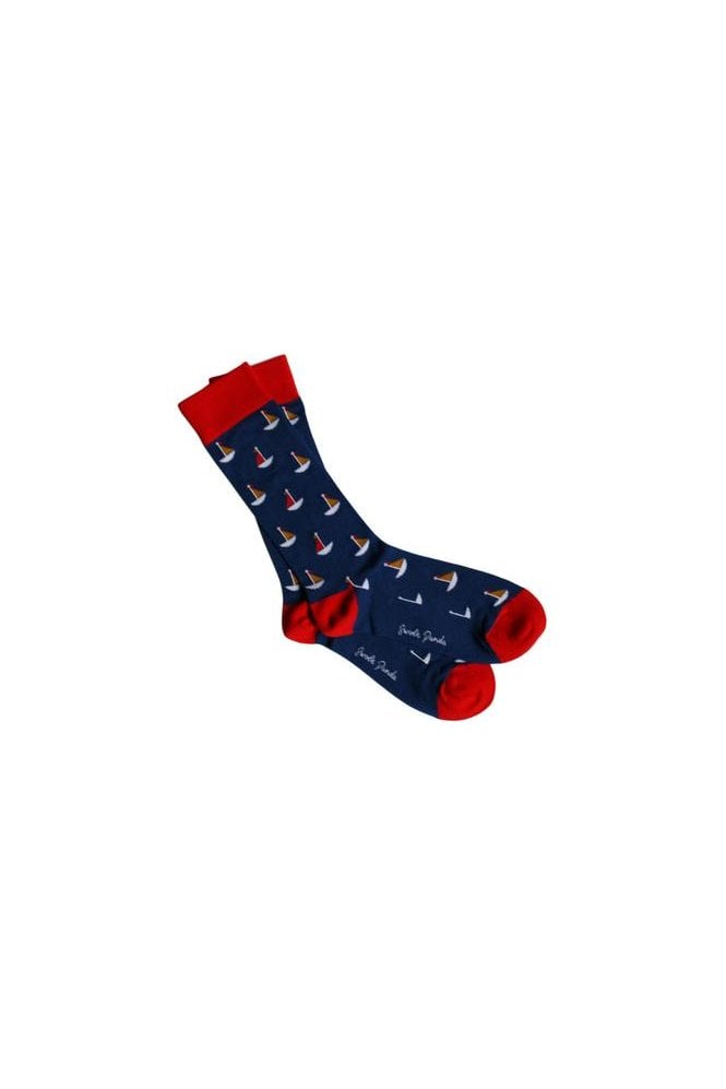 Sailing Boat Bamboo Socks - Navy