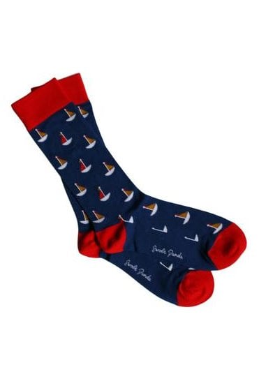 Sailing Boat Bamboo Socks - Navy