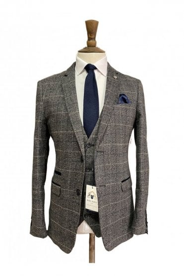 Scott Tweed Check 3-Piece Suit – Grey