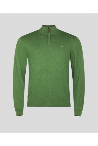 Sean Cotton 1/4 Zip Knitwear – Moss Green