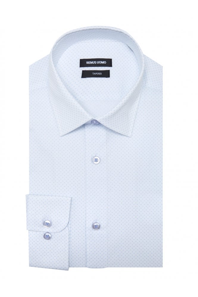 Seville Long Sleeve Patterned Formal Shirt – Blue / White