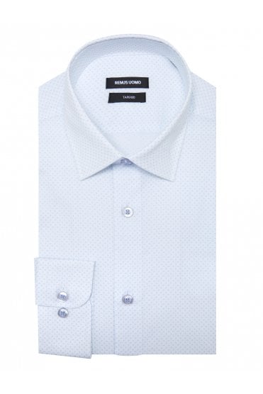 Seville Long Sleeve Patterned Formal Shirt – Blue / White