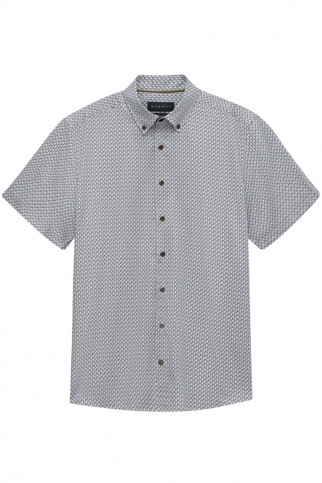 Short Sleeve Geometric Pattern Shirt – Beige
