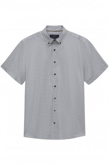 Short Sleeve Geometric Pattern Shirt – Beige