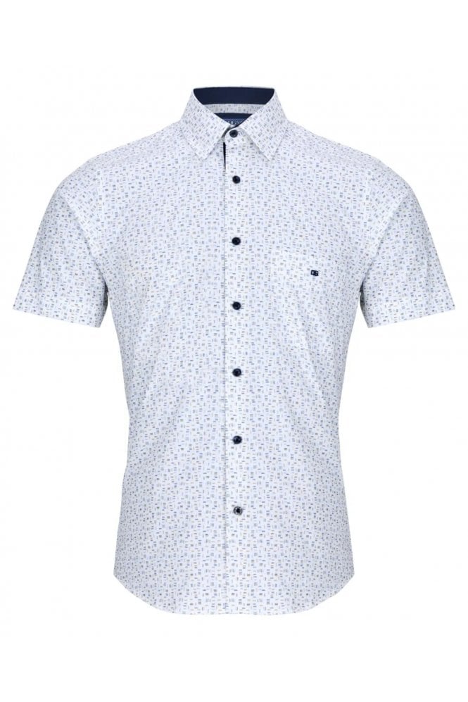 Short Sleeve Regular Patterned Shirt – Blue / White