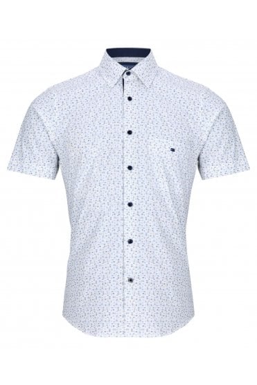 Short Sleeve Regular Patterned Shirt – Blue / White