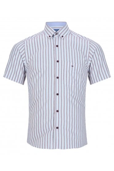 Short Sleeve Regular Stripe Shirt – Red / White