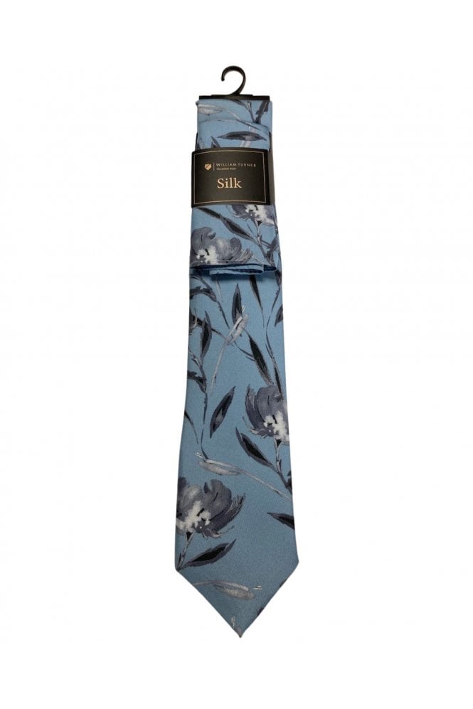 Silk Floral Tie Set – Slate Blue