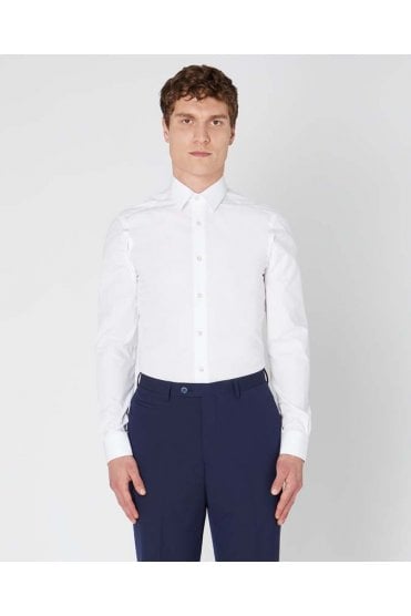 Slim Fit Cotton-Blend Shirt - White