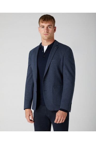 Slim Fit Cotton-Blend Stretch Jacket - Navy